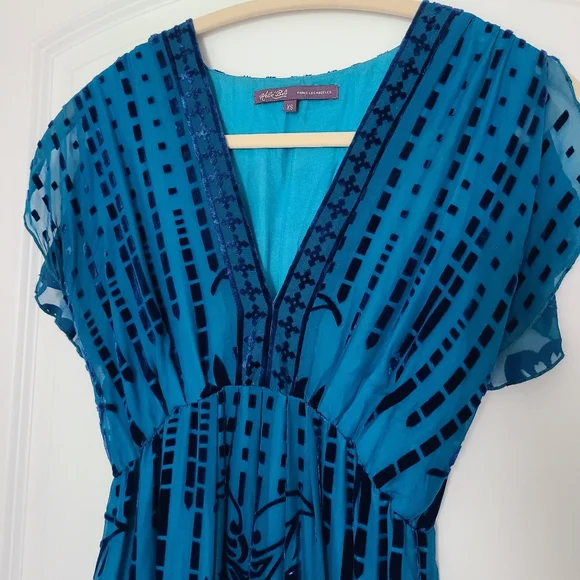 Hale Bob Velvet Print Silk Blend Dress Size X-Small - Picture 2 of 16